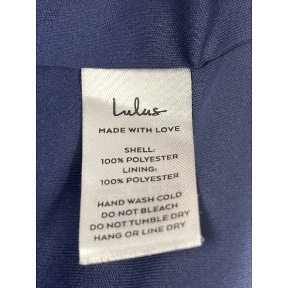 Lulu’s Making Magic Navy Blue Fringe Lace-Up Mini Dress Size Large - Picture 8 of 8